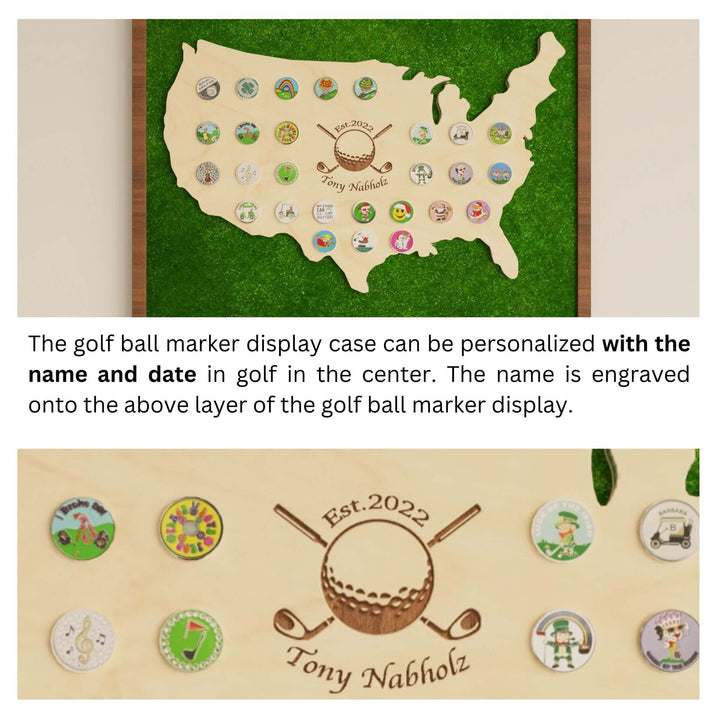 golf ball marker display,
golf ball marker display case,
ball marker display