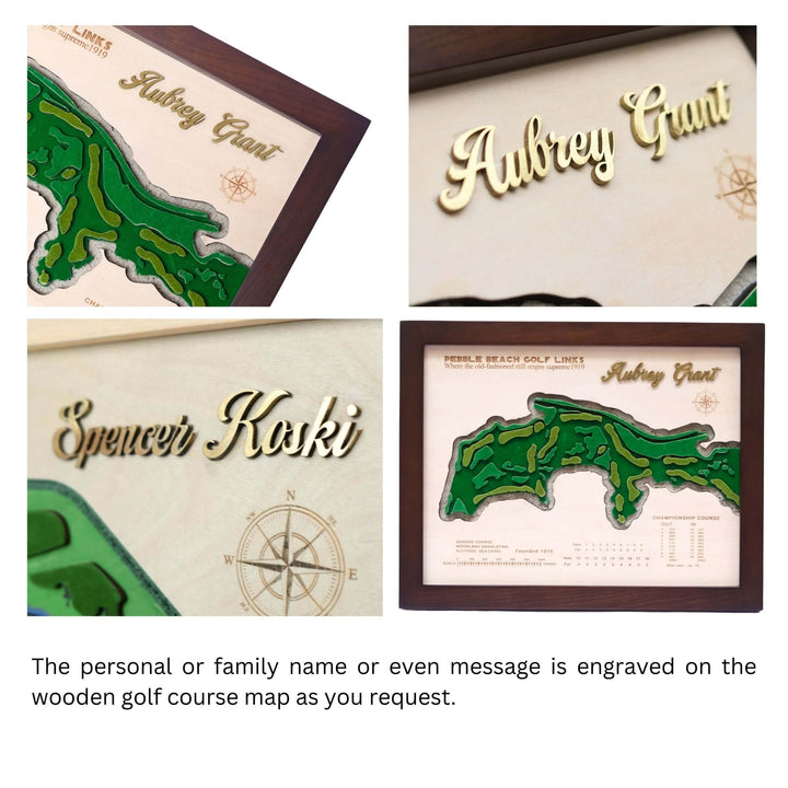 custom golf course map, custom golf maps, wooden golf course map