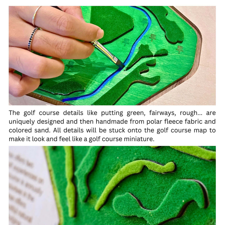 custom golf course map, custom golf maps, wooden golf course map