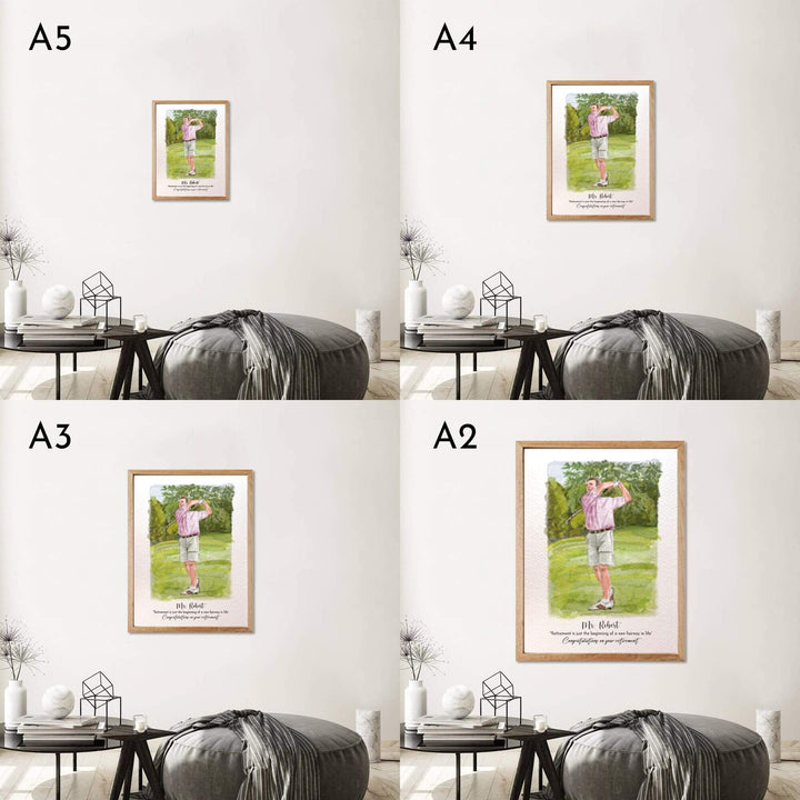 golf portrait painting, golf wall art, golf painting, golf art, golf artwork