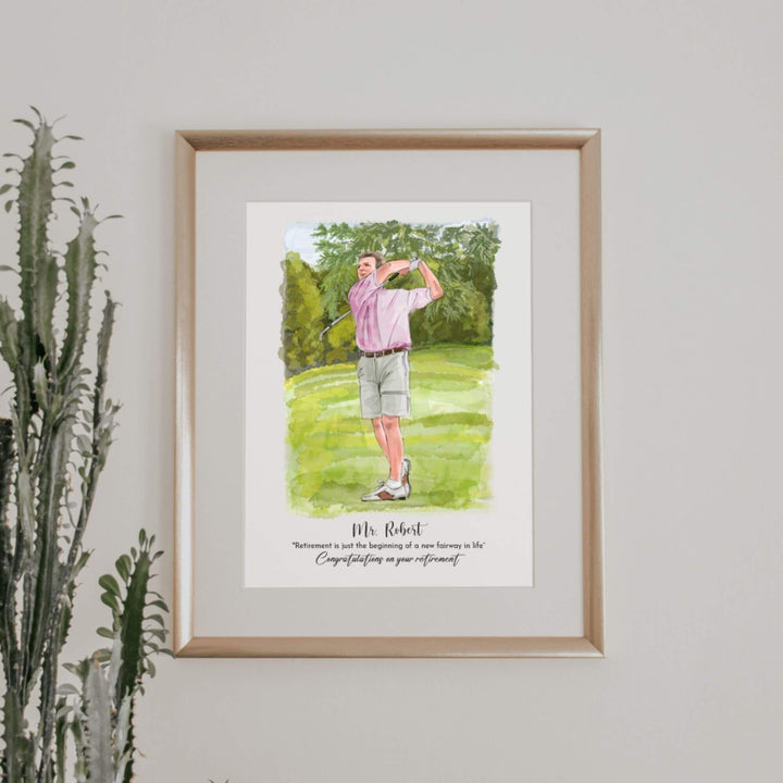 golf portrait painting, golf wall art, golf painting, golf art, golf artwork, golf retirement gift
