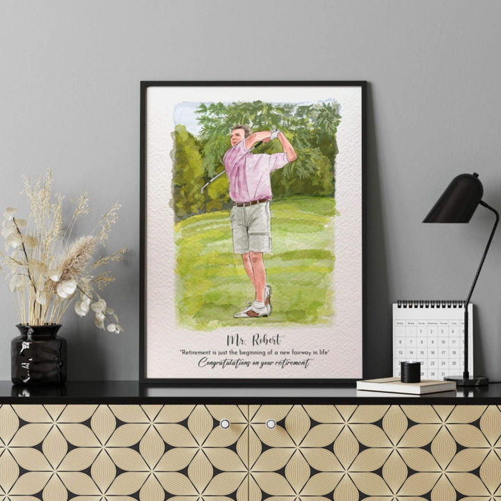 golf portrait painting, golf wall art, golf painting, golf art, golf artwork