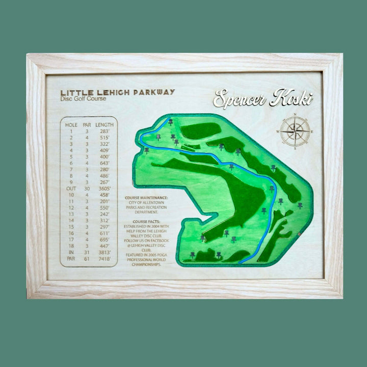 custom golf course map, custom golf maps, wooden golf course map