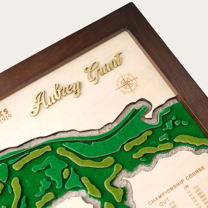 custom golf course map, custom golf maps, wooden golf course map