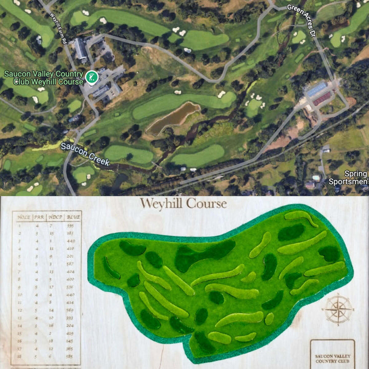 custom golf course map, custom golf maps, wooden golf course map